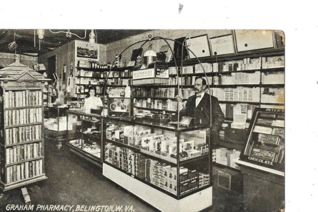 Interior View Graham Pharmacy Drug Store Belington Wv Post Card