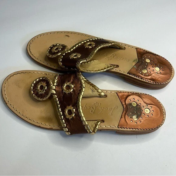 Jack Rogers Navajo Brown Metallic‎ Jacks Sandals 8