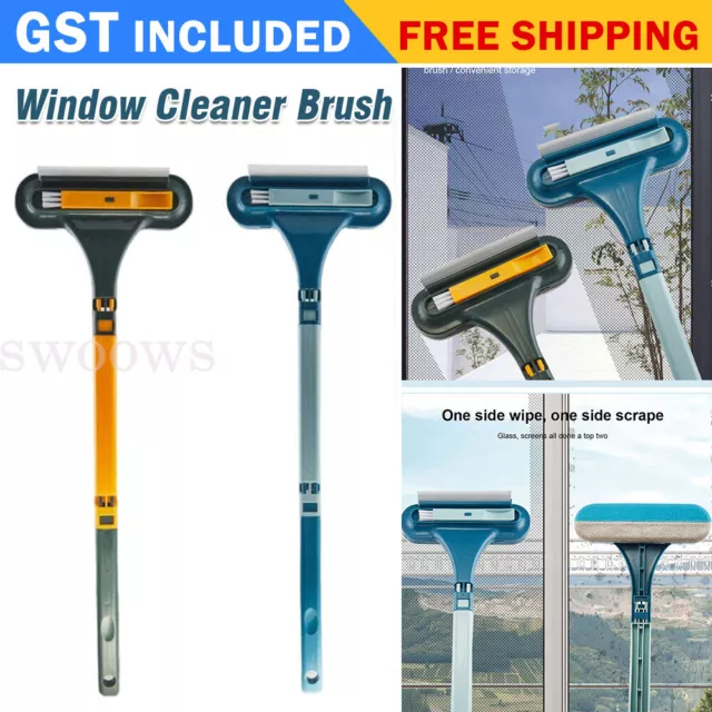 2 In 1 Glass Window Wiper Cleaner Squeegee Mesh Screen Mirror Home Car Brush Set