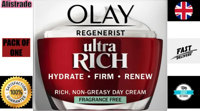 Olay Regenerist Ultra Rich Fragrance-Free Day Cream , 50ml | Hydrate | Firm | Re