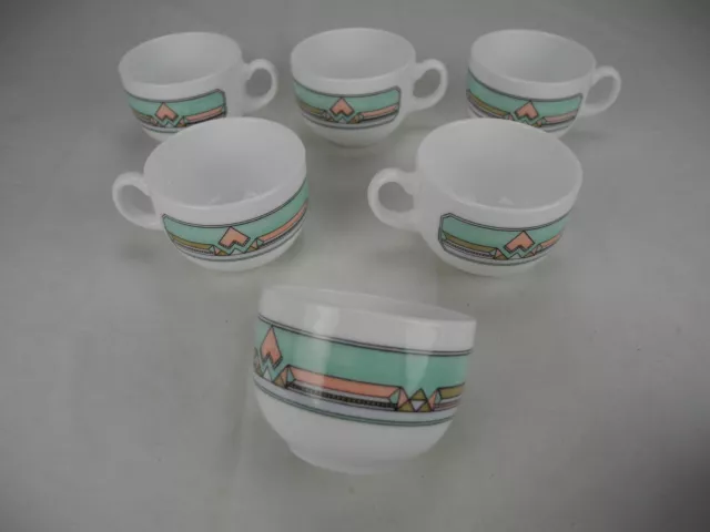 lot 6 tasses café Arcopal style Art Déco vintage french coffee cups Tassen Esso 3