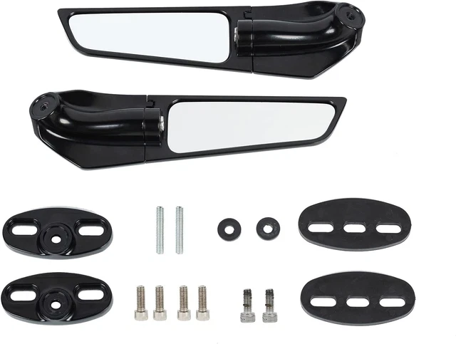 1 Pair Wind Swivel Wing Fin Rearview Side Mirror w/Tools For Honda Suzuki Yamaha
