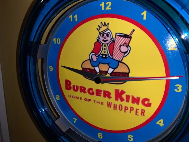 Burger King Whopper Restaurant Diner Kitchen Neon Wall Clock Advertising Sign 3
