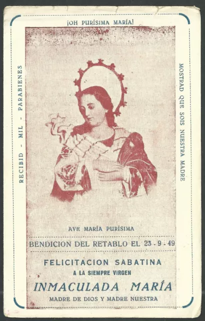 Estampa antigua de la Virgen Inmaculada andachtsbild santino holy card santini