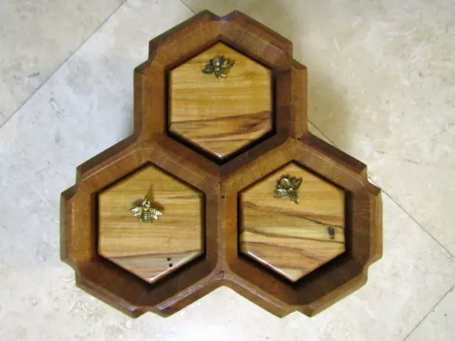 J.S. SHOTT HoneyComb Wooden Jewelry/Trinket box
