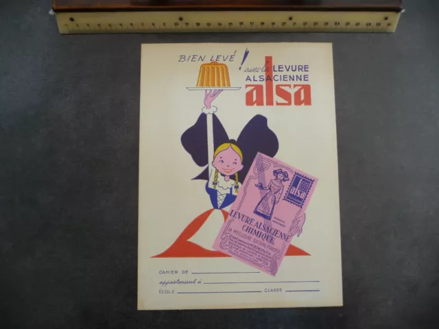 Ancien Protège-cahier Couverture "Bien levé ! avec la Levure Alsacienne ALSA"