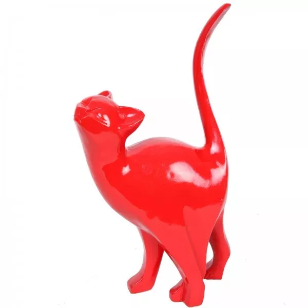 Statue en résine CHAT origami rouge Marcellin - 46 cm