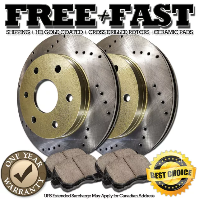 J0798 FIT 2004 03/2005 Nissan Armada Titan FRONT Brake Rotors Ceramic Pads GOLD