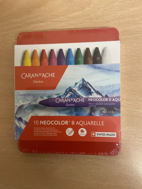 Juego de 10 pasteles de cera solubles en agua Caran d'Ache Neocolor II