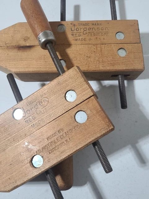 Vintage Jorgensen Adjustable Wood Screw Vise / Clamps 8" & 10" lot of 2 Tools