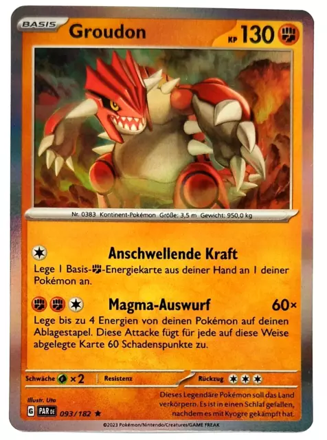 Pokemon Karte: Groudon Holo 093/182 Paradoxrift Deutsch NM