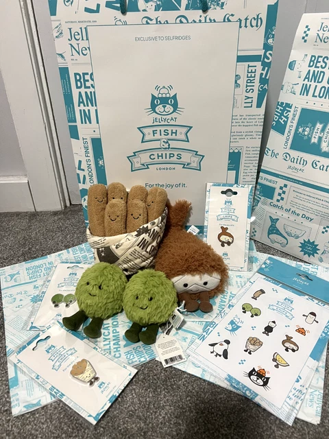 JELLYCAT WORLD EXCLUSIVE London Selfridges fish & chips complete