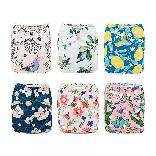 Babygoal Baby Cloth Diapers for Girls, Washable  Assorted Colors , Sizes