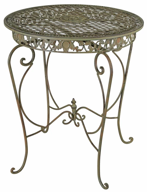Table De Jardin Vintage Palazzo INT – Métal Aspect Rouillé, Pliante, 60 Cm (Neuve)