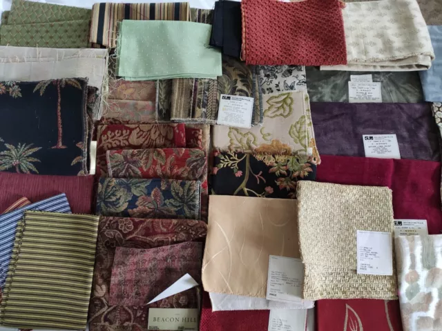 Fabric Lot sewing crafts, 15 lb Box High End Upholstery Samples Bergamo Thorp +