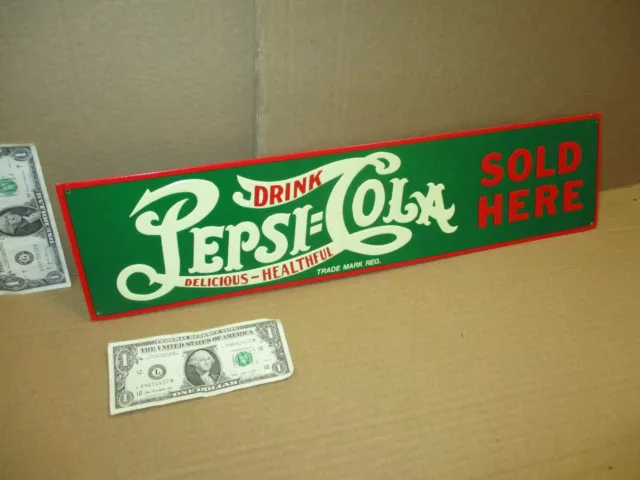 PEPSI -COLA - Delicious Healthful - Red & Green - GAS STATION - SCREEN DOOR SIGN