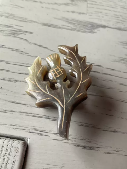 Beautiful Vintage Hand Carved Lucite THISTLE Brooch 2”