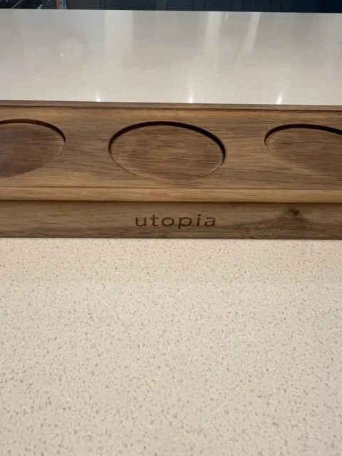 Utopia Acacia Wood Wine/Beer Flight Drinks Tasting Paddle 1 Box Of 6