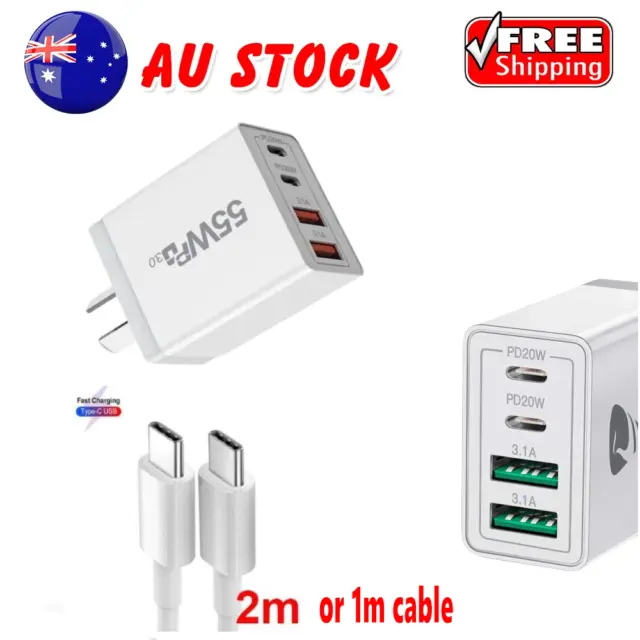 55W 4 Port USB-C PD Fast Charging Wall USB-C Charger Power Adapter Type-C Brick