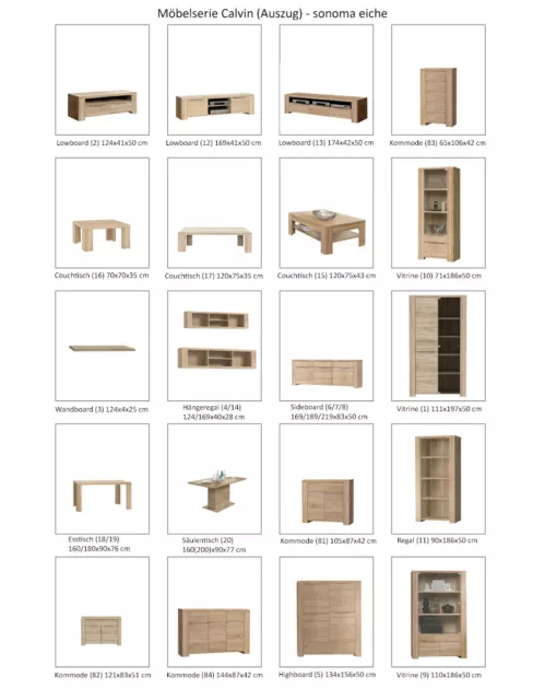 Kommode Calvin 84 Eiche Sonoma 144x87x42 cm Schubkastenkommode Sideboard Schrank 2