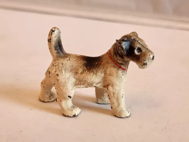 Old Miniature Cast Iron Hubley Terrier Dog For Christmas Or Dollhouse