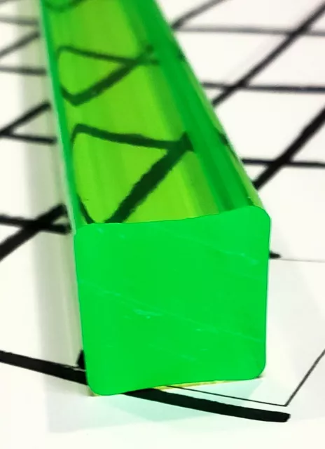 3/4” x 3/4" x 36" INCH SQUARE CLEAR GREEN ACRYLIC FLUORESCENT TRANSLUCENT ROD