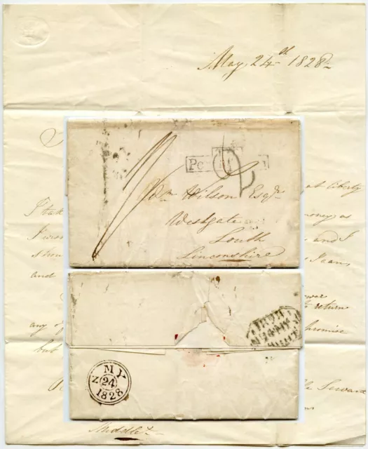 1828 LETTER CHARLOTTE HOLMES TO APPEAR REPECTABLE ..LADY VISITOR to WILSON LOUTH