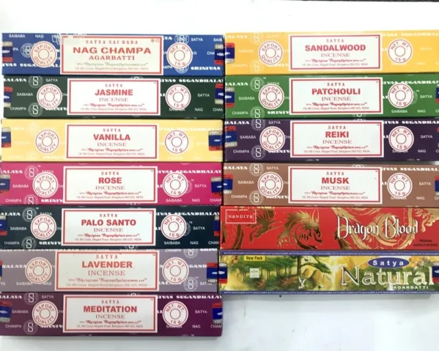 Incense sticks 15 Box Fresh Nag Champa Satya Incense Stick BULK RANDOMLY PICK
