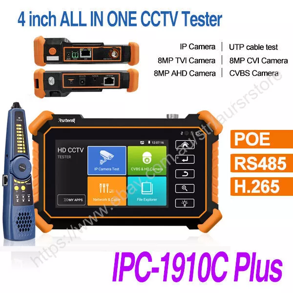 Rsrteng IPC-1910C Plus IP CCTV Camera Tester AHD CVI TVI CVBS WIFI Cable Tracer