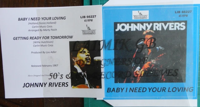 Johnny Rivers:baby I Need Your Loving:record Sleeve