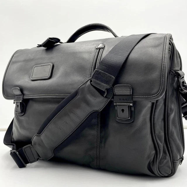 TUMI Bag Appraised 2Way Flap Alpha Expandable Leather Black