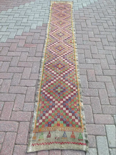 Runner Rug, Stairs Rug, Vintage Turkish Long Kilim, Handmade Rug Runner 20"x122" 3