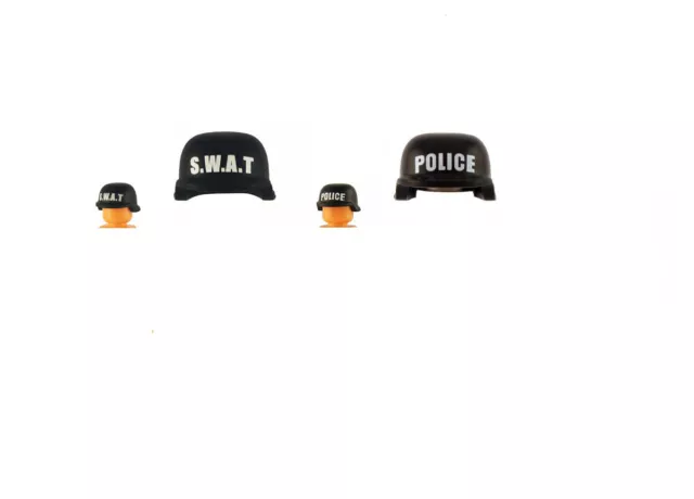 2 Custom tactical HELMETS for lego minifigure police s.w.a.t team new lot