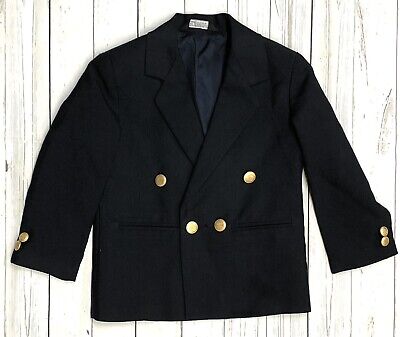 Savane Size 4 Reg Boys Navy Blue Double Breasted Wool Blend Blazer Jacket Sport