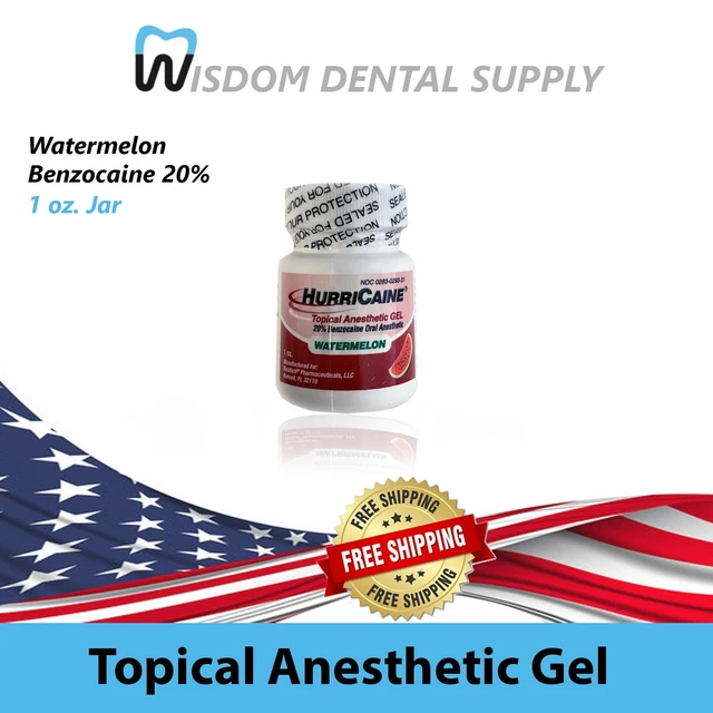 SALE! HurriCaine Topical Anesthetic Gel - Watermelon, 1 oz. Jar. Benzocaine 20%
