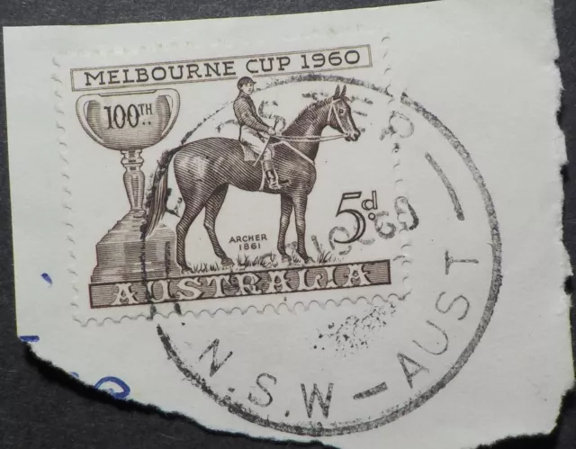 1960 Forster.NSW.CDS Postmark on piece.5d Melbourne Cup(LotE424p)