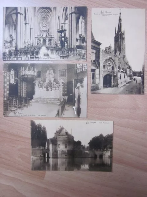 4x alte Postkarte, Ansichtskarte, Brüssel, Bruges, Bruxelles ca. 1940