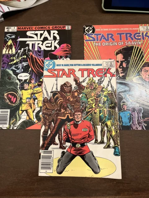 Lot Of  3 Star Trek Comic Books DC Marvel 1980's Sci-Fi Vintage