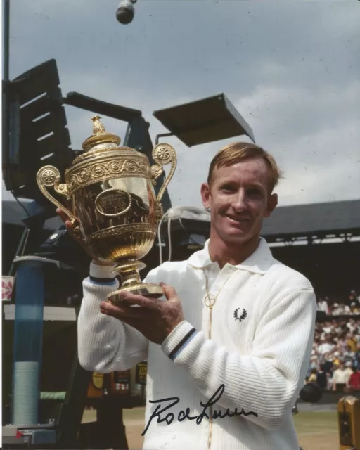 Hand Signed 8x10 photo  - ROD LAVER - WIMBLEDON TENNIS CHAMPION Federer + my COA