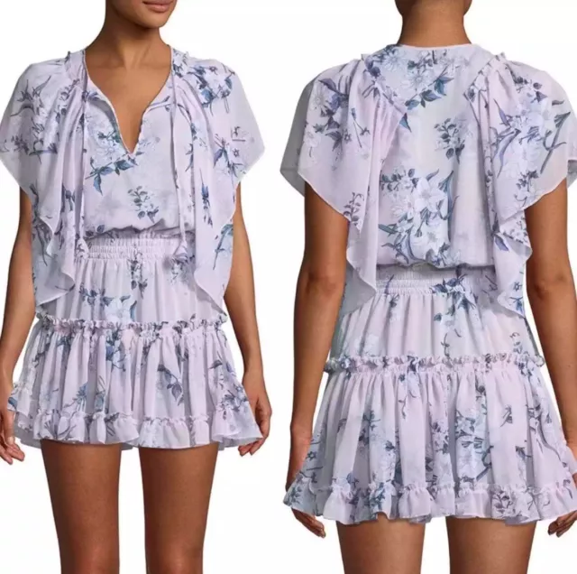 MISA Los Angeles Lullu Floral-Print Ruffle Mini Dress size XS