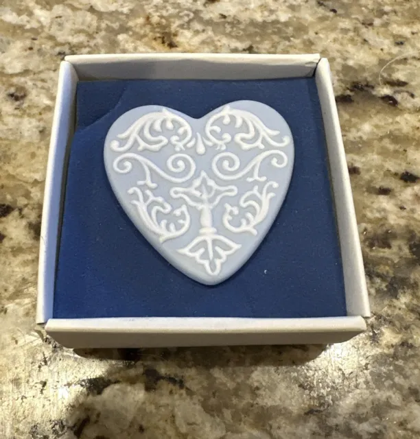 Blue with White Wedgwood Heart Pin in original box