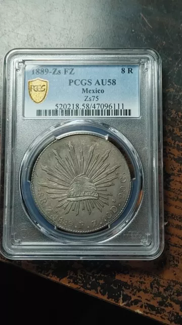 1889 Zs FZ Mexico Silver 8 Reales Zs75 PCGS AU58                            2890