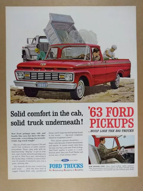 1963 Ford F-100 Custom Cab Pickup Truck vintage print Ad