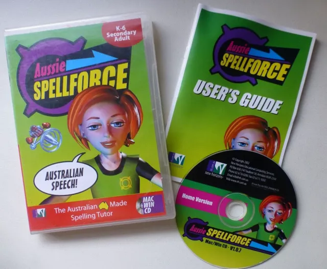 PC game AUSSIE SPELLFORCE learn to spell LANGUAGE educational WORDS home version