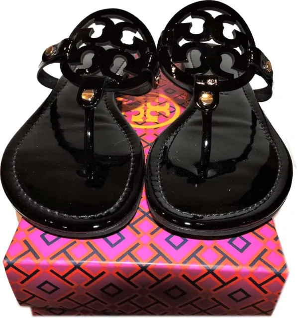 TORY BURCH SANDALS Dillan Red Patent Leather Gold Logo Thongs Flip Flop 6  Shoes $ - PicClick