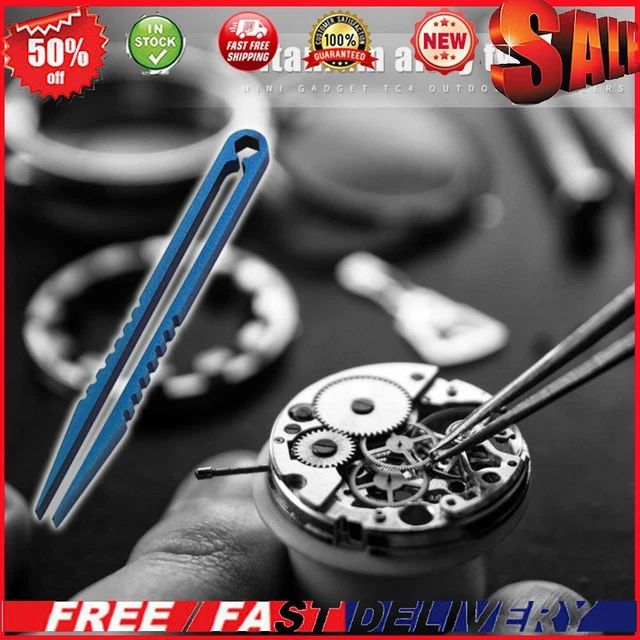 Pocket TC4 Titanium Alloy Tweezers Outdoor Camping Clamping Gadget (Blue)