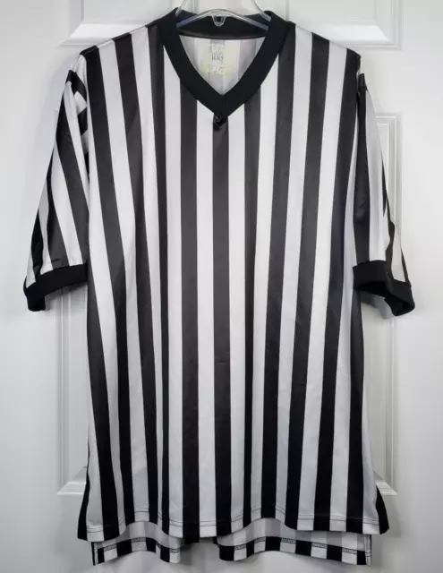 Mens L/XL V-Neck Referee Striped Umpire Official Sports Basketball Football