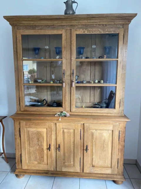 Schöner Antiker Wandschrank / Vitrine massive Eiche 1850/1860 aus Paderborn