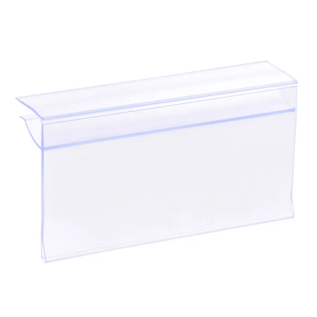 Label Holder 80x42mm Clip on Shelf Clear Plastic for 4-8mm Glass Shelving, 30pcs