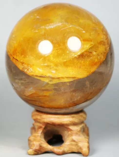 NATURAL Yellow PHANTOM MULTI - INCLUSIONS Rainbow CRYSTAL Polishing Sphere Ball